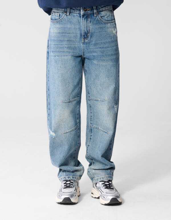 Destroyed Balloon Fit Jeans Donkerblauw SHOEBY BOYS