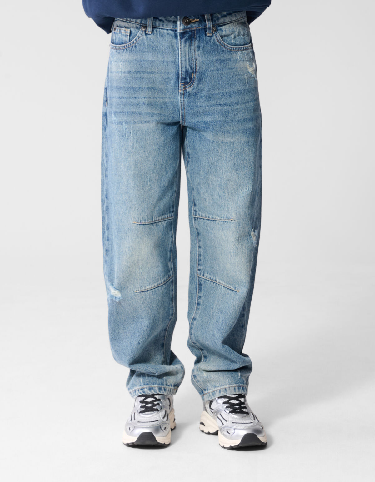 Destroyed Balloon Fit Jeans Donkerblauw SHOEBY BOYS