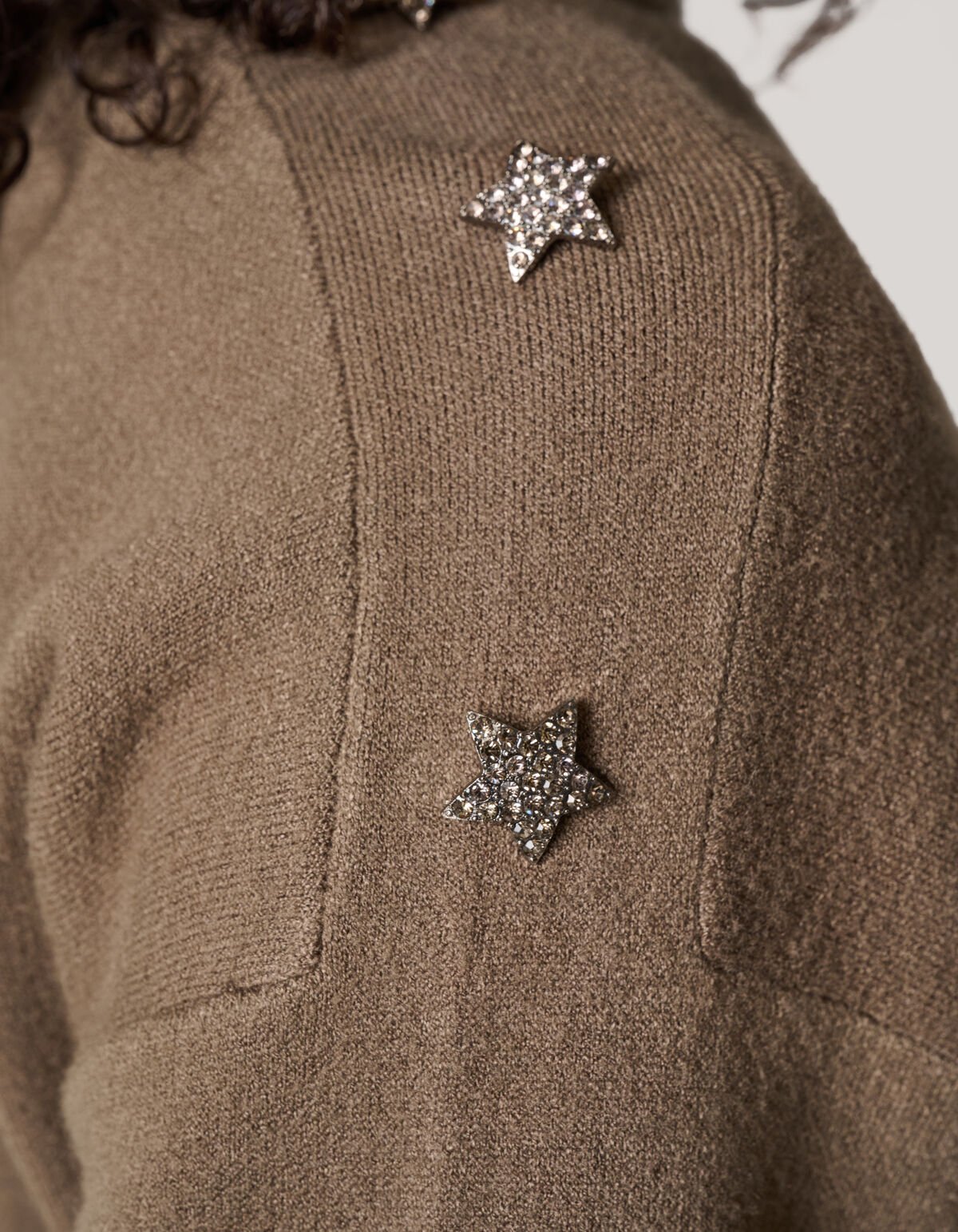 Strass Button Trui Donkergroen SHOEBY WOMEN