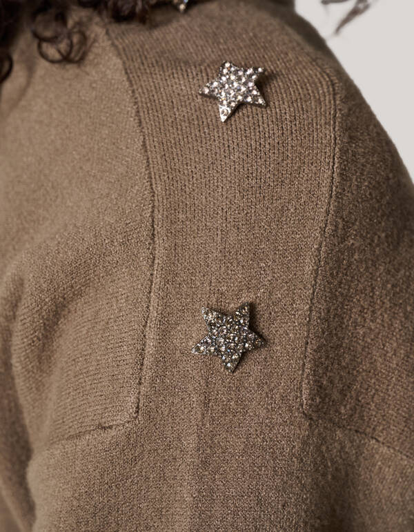 Strass Button Trui Donkergroen SHOEBY WOMEN