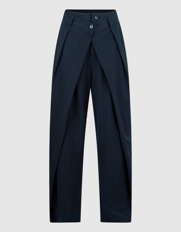 Gestreepte Wide Leg Fit Pantalon Donkerblauw SHOEBY WOMEN