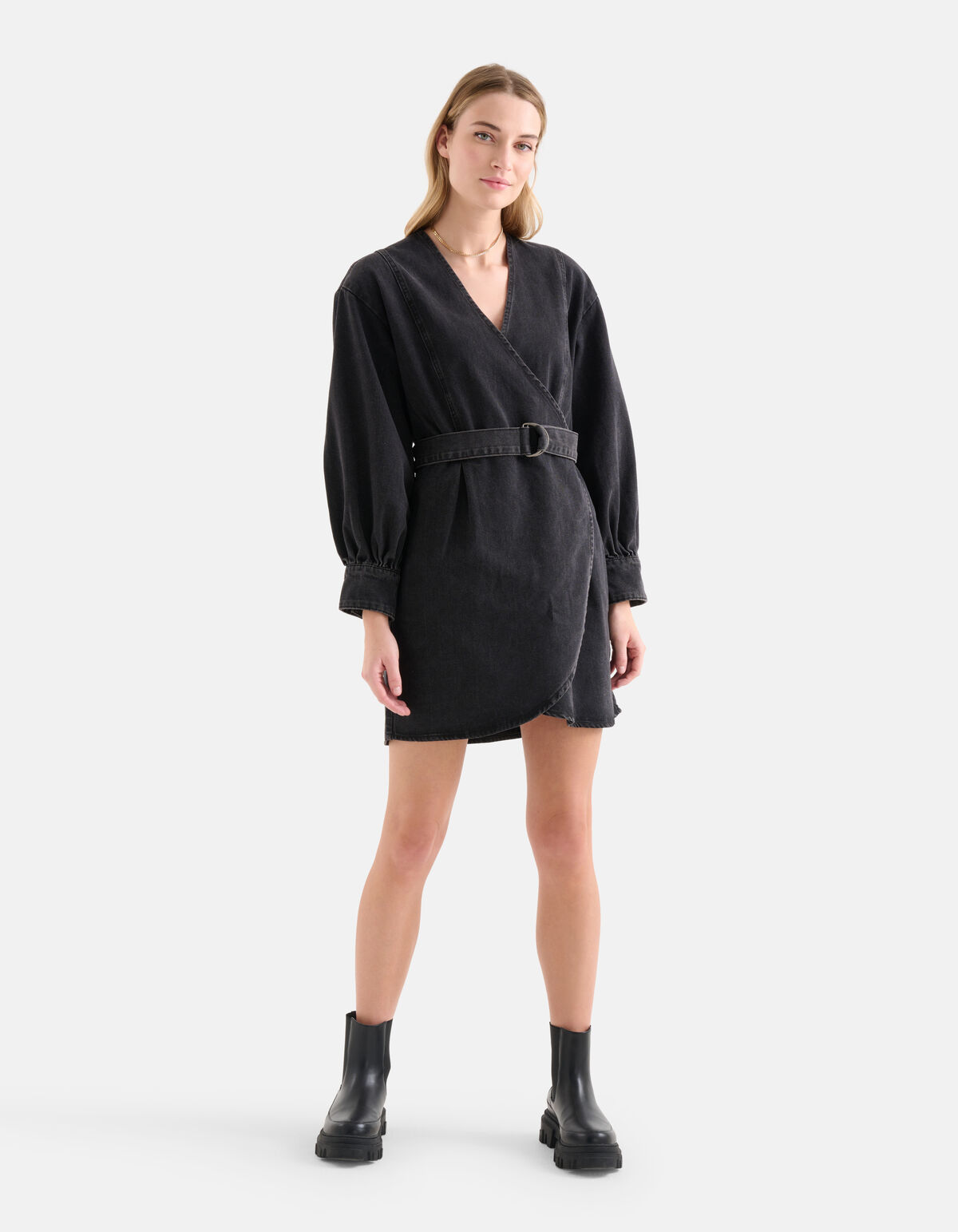 Washed Denim Jurk Zwart SHOEBY WOMEN