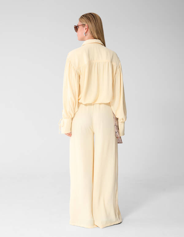 Twist Wide Leg Fit Broek Lichtgeel SHOEBY WOMEN