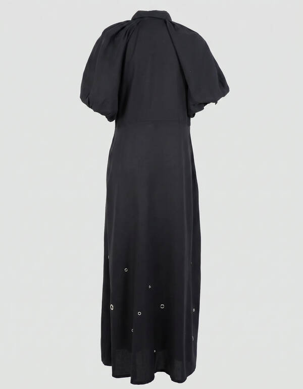 Linnen Eyelet Maxi Jurk Zwart SHOEBY WOMEN