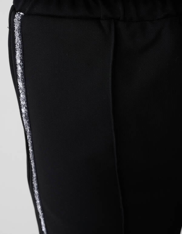 Sporty Glitter Wide Leg Broek Zwart SHOEBY GIRLS