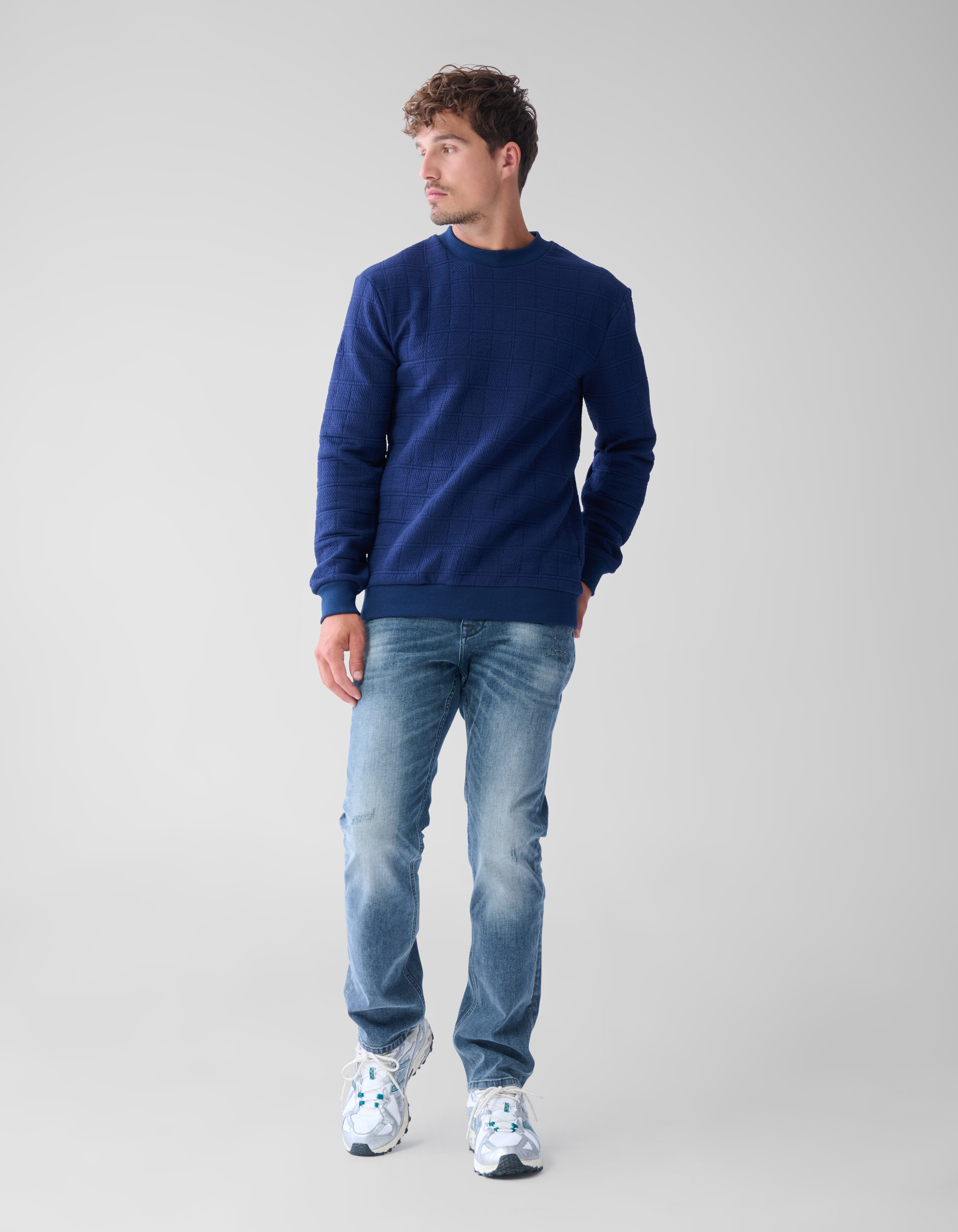 Structuur Sweater Donkerblauw SHOEBY MEN