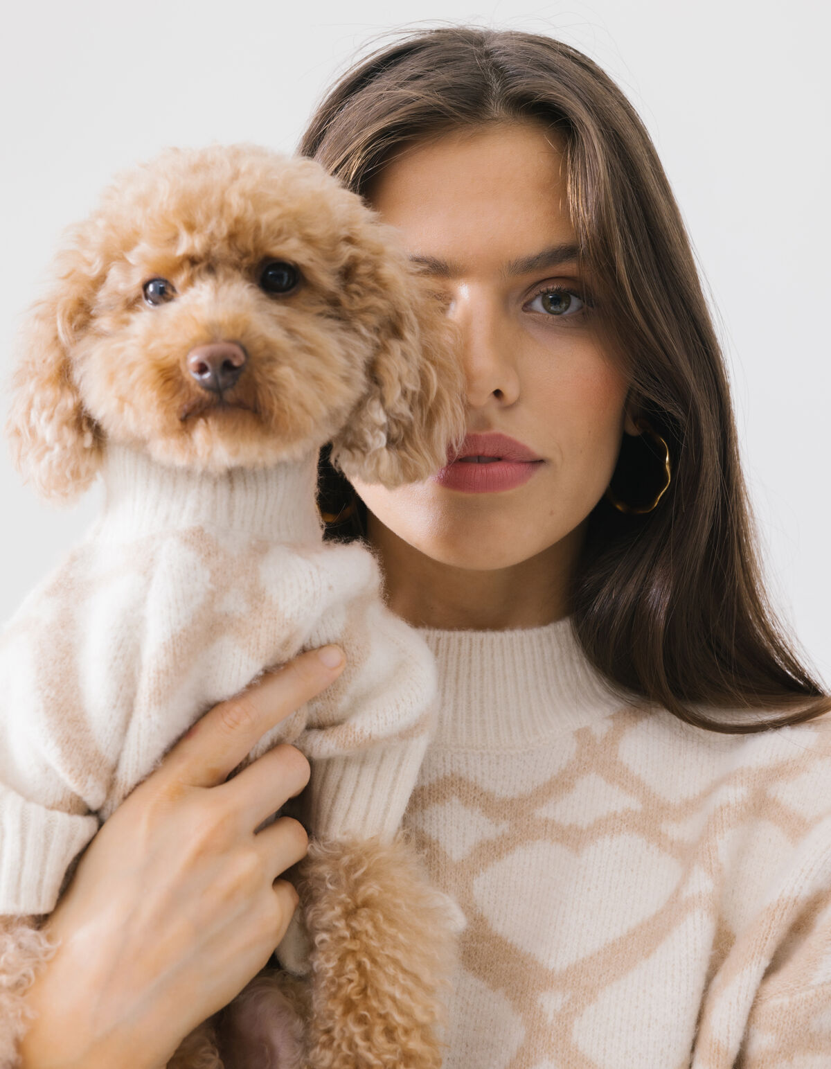 Heart Printed Honden Trui Gebroken Wit SHOEBY ACCESSOIRES