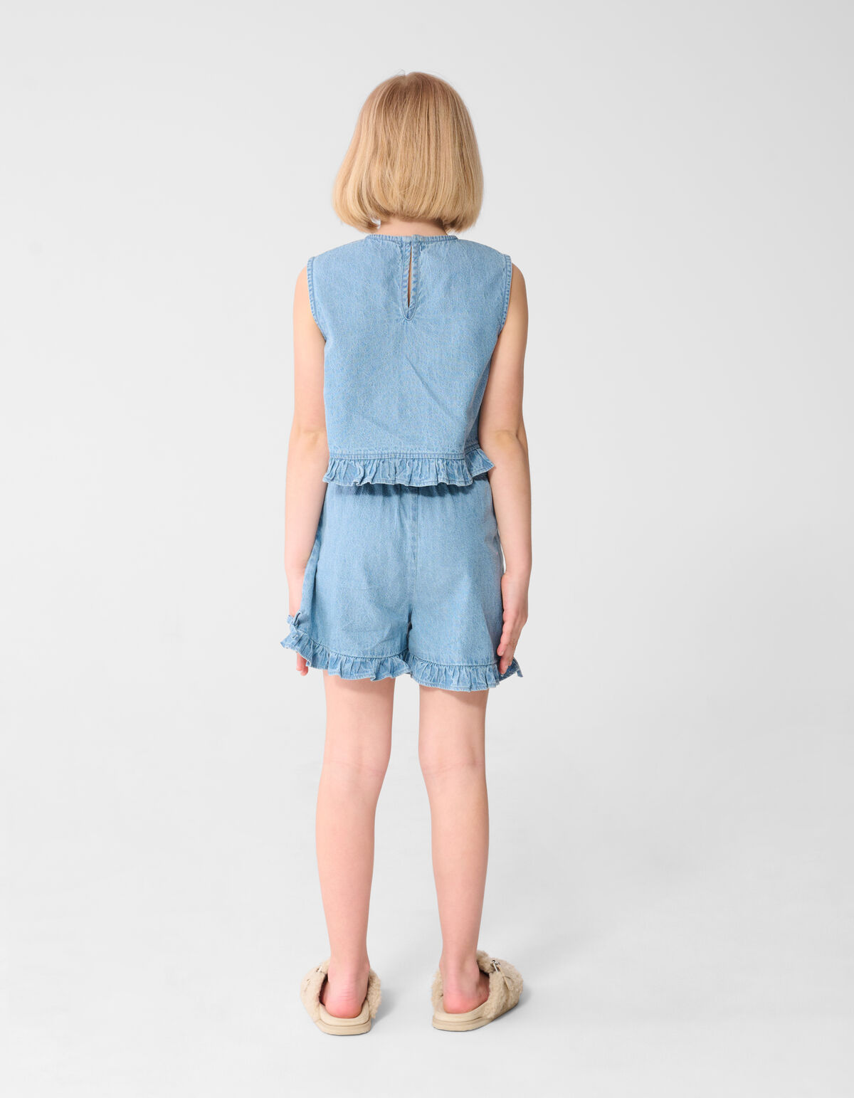 Ruffle Denim Short Blauw SHOEBY GIRLS