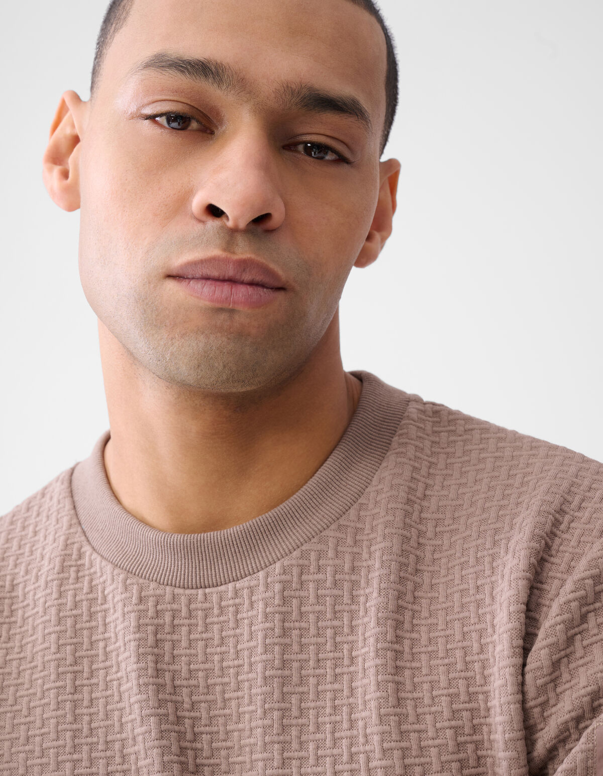 Jersey Structuur Longsleeve Lichtbruin SHOEBY MEN