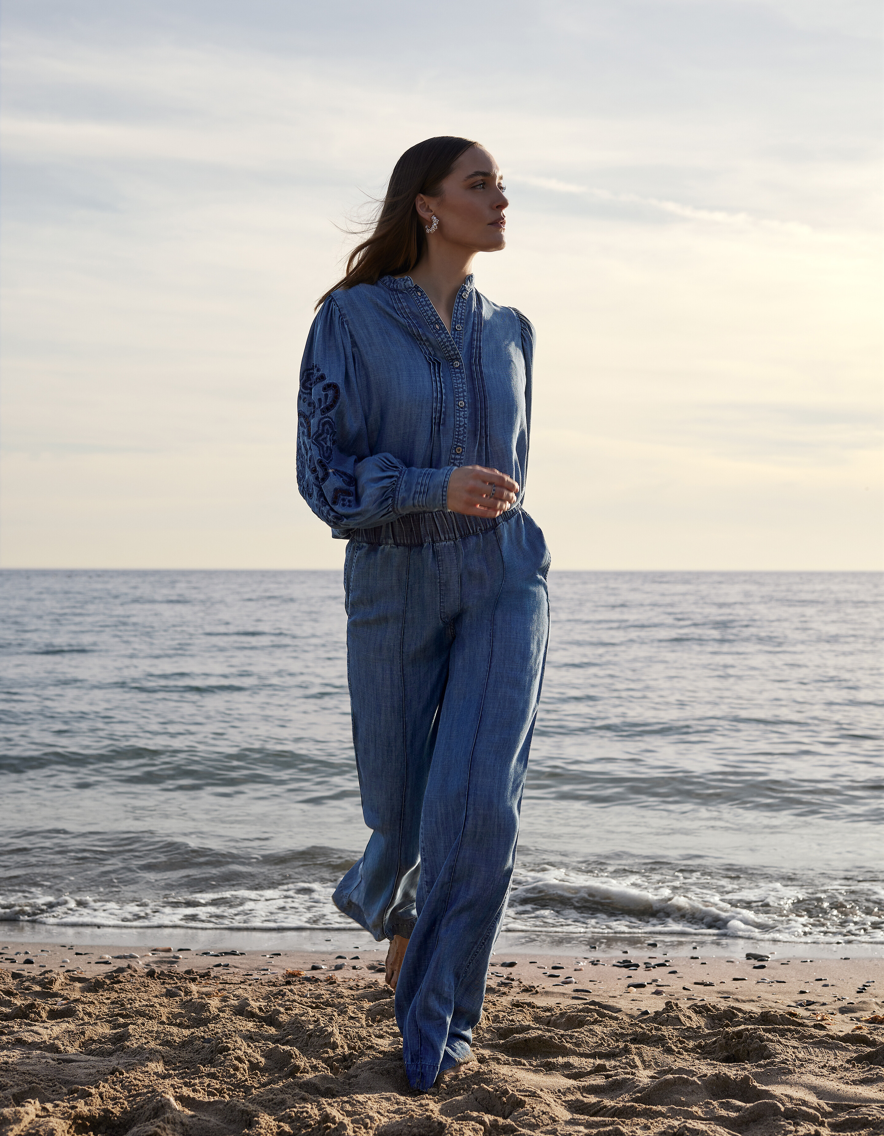 Wide Leg Pintuck Broek Blauw By Mieke SHOEBY WOMEN