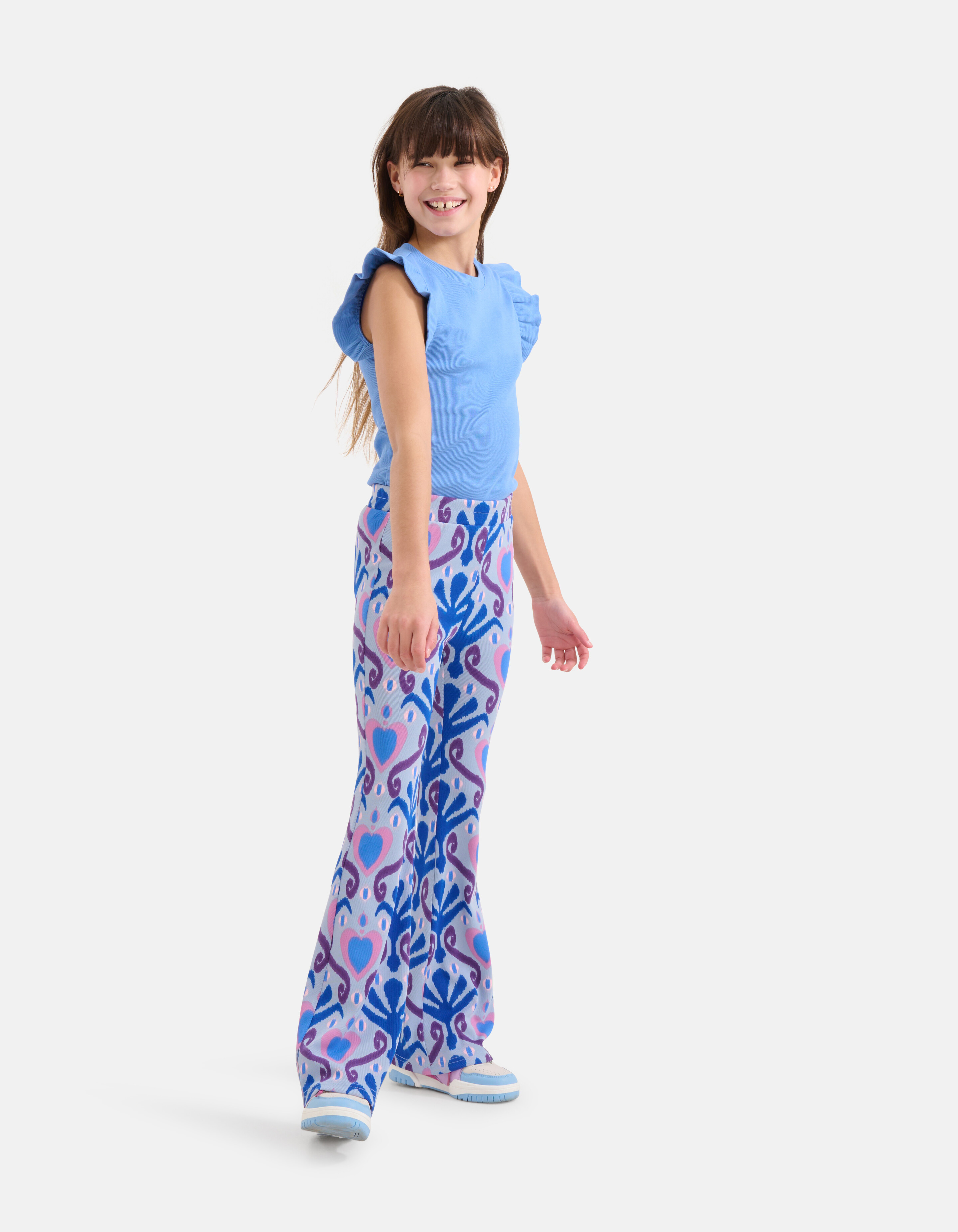 Printed Rib Flared Legging Blauw SHOEBY GIRLS