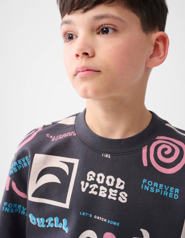 Summer Artwork T-shirt Donkergrijs SHOEBY BOYS