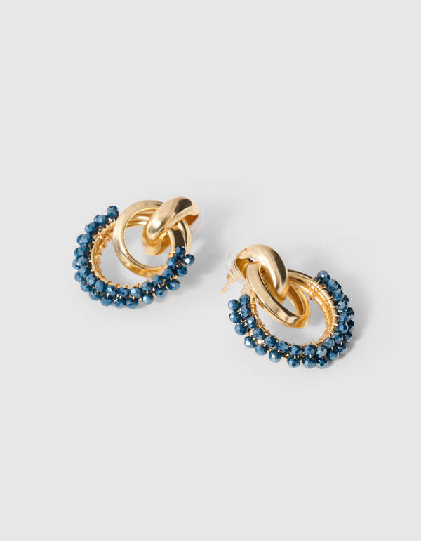 Beaded Oorbellen Goud/Blauw SHOEBY ACCESSOIRES