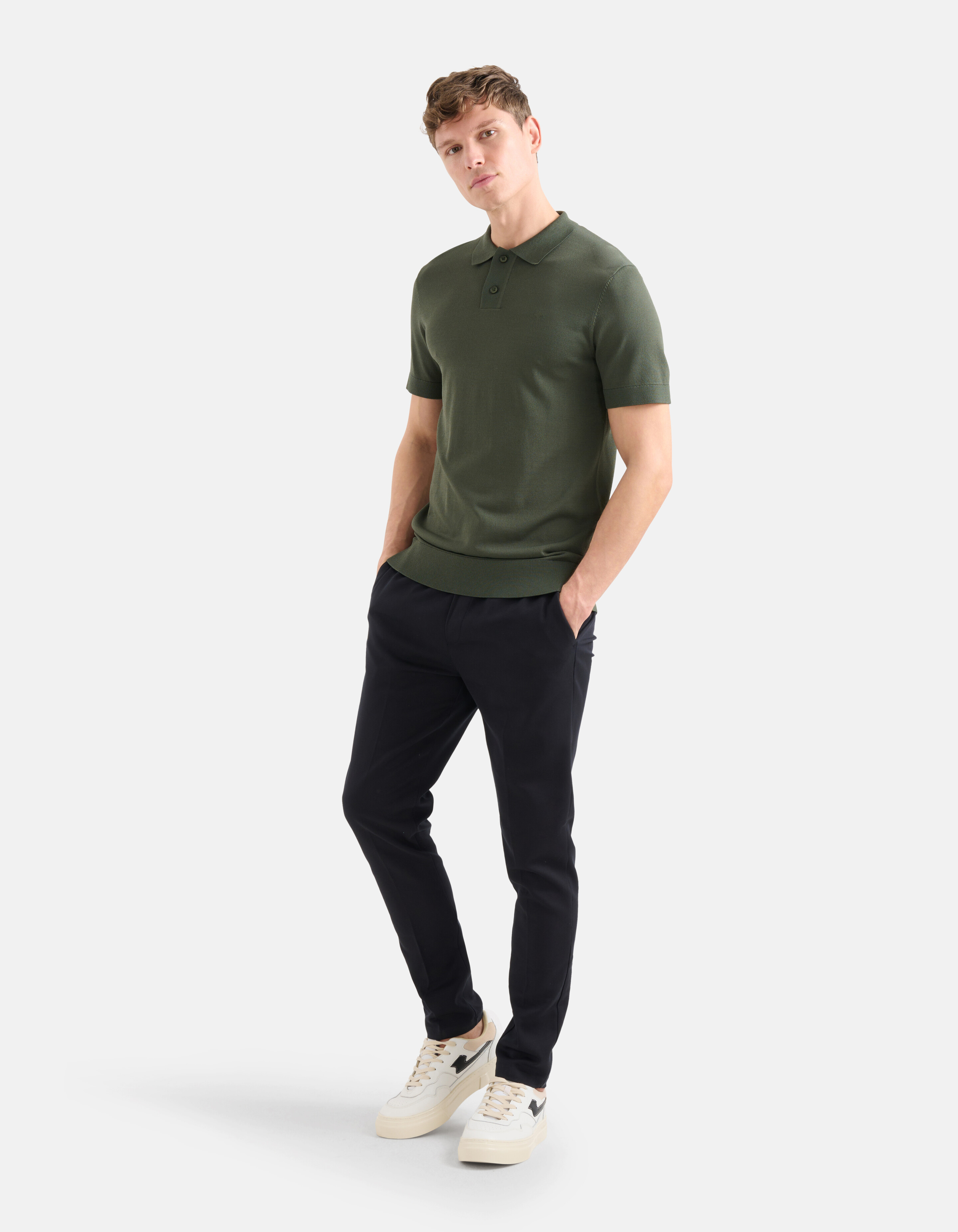 Gebreide Polo Donkergroen SHOEBY MEN