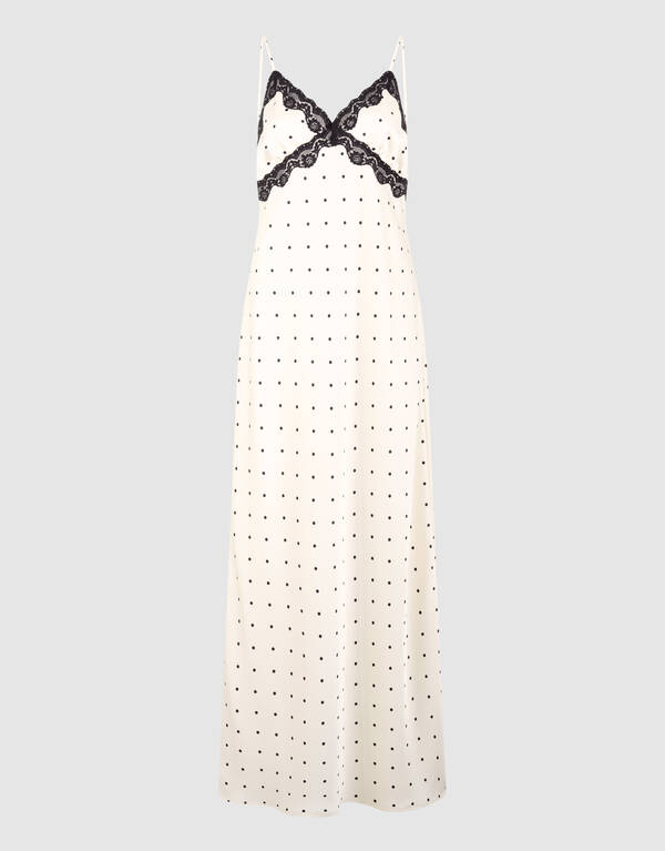 Polkadot Maxi Jurk Gebroken Wit By Monica SHOEBY WOMEN