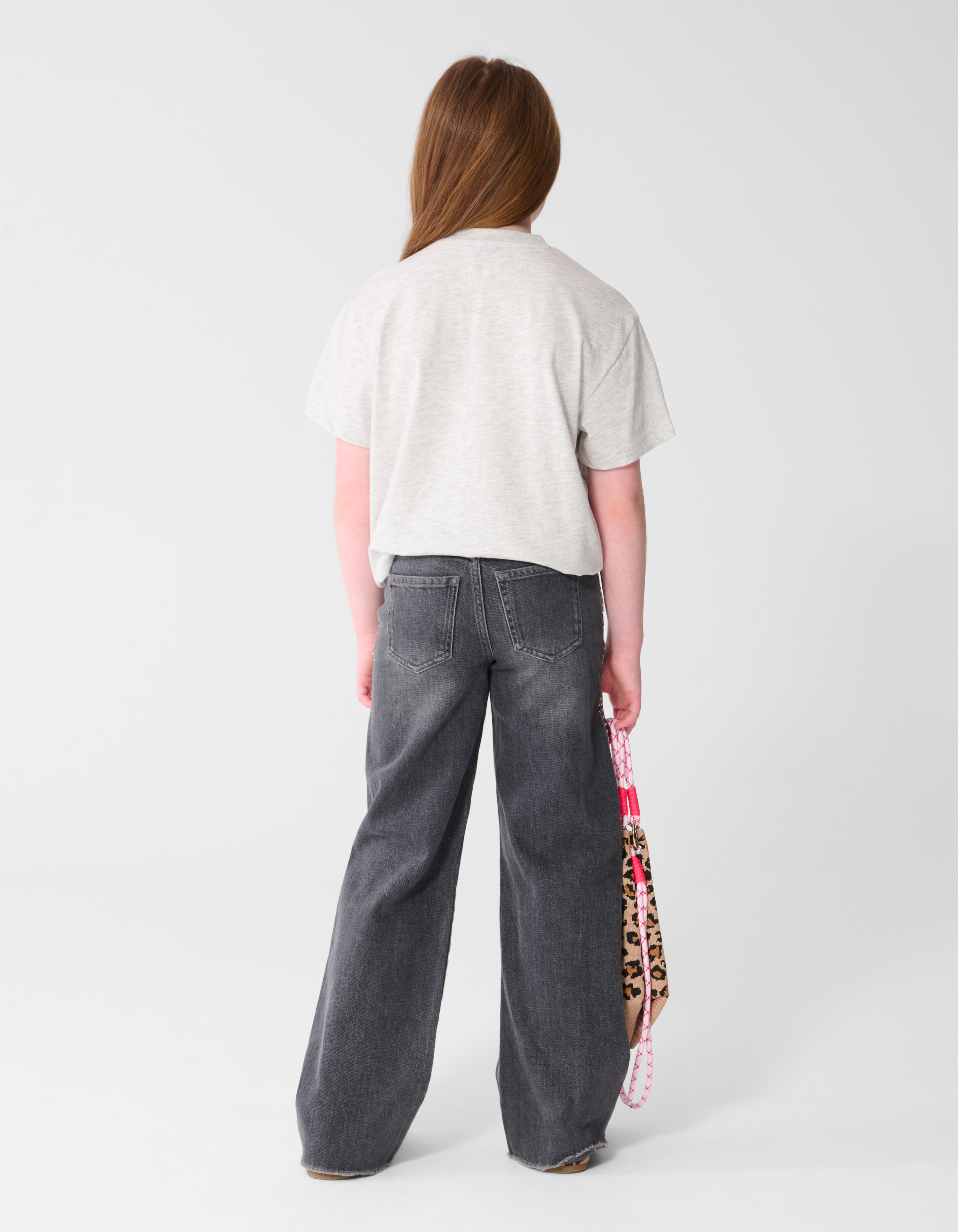 Stud Wide Leg Fit Jeans Donkergrijs SHOEBY GIRLS