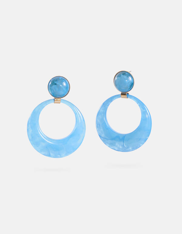 Ronde Oorbellen Blauw SHOEBY ACCESSOIRES