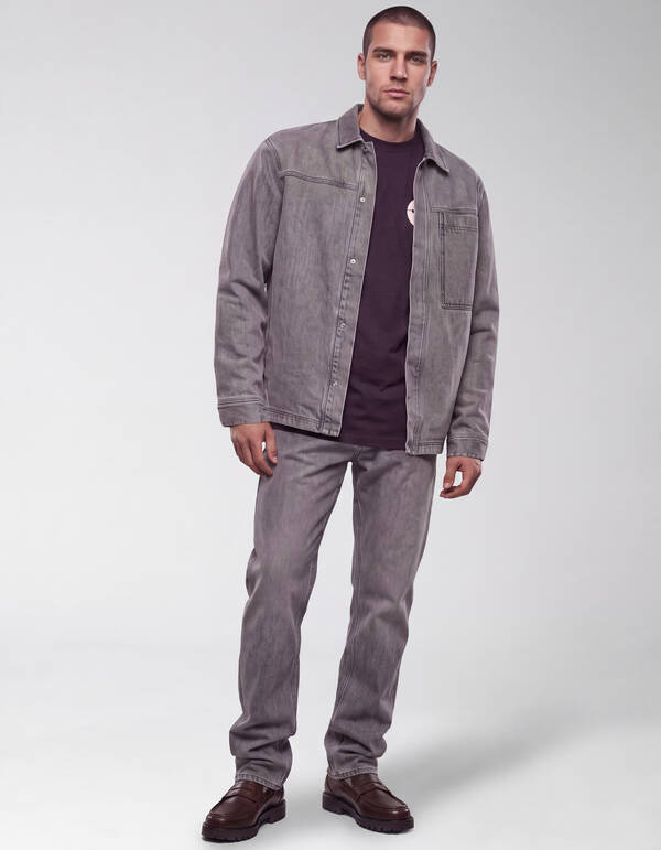 Modern Straight Fit Jeans Dirty Wash Grijs L32 SHOEBY MEN
