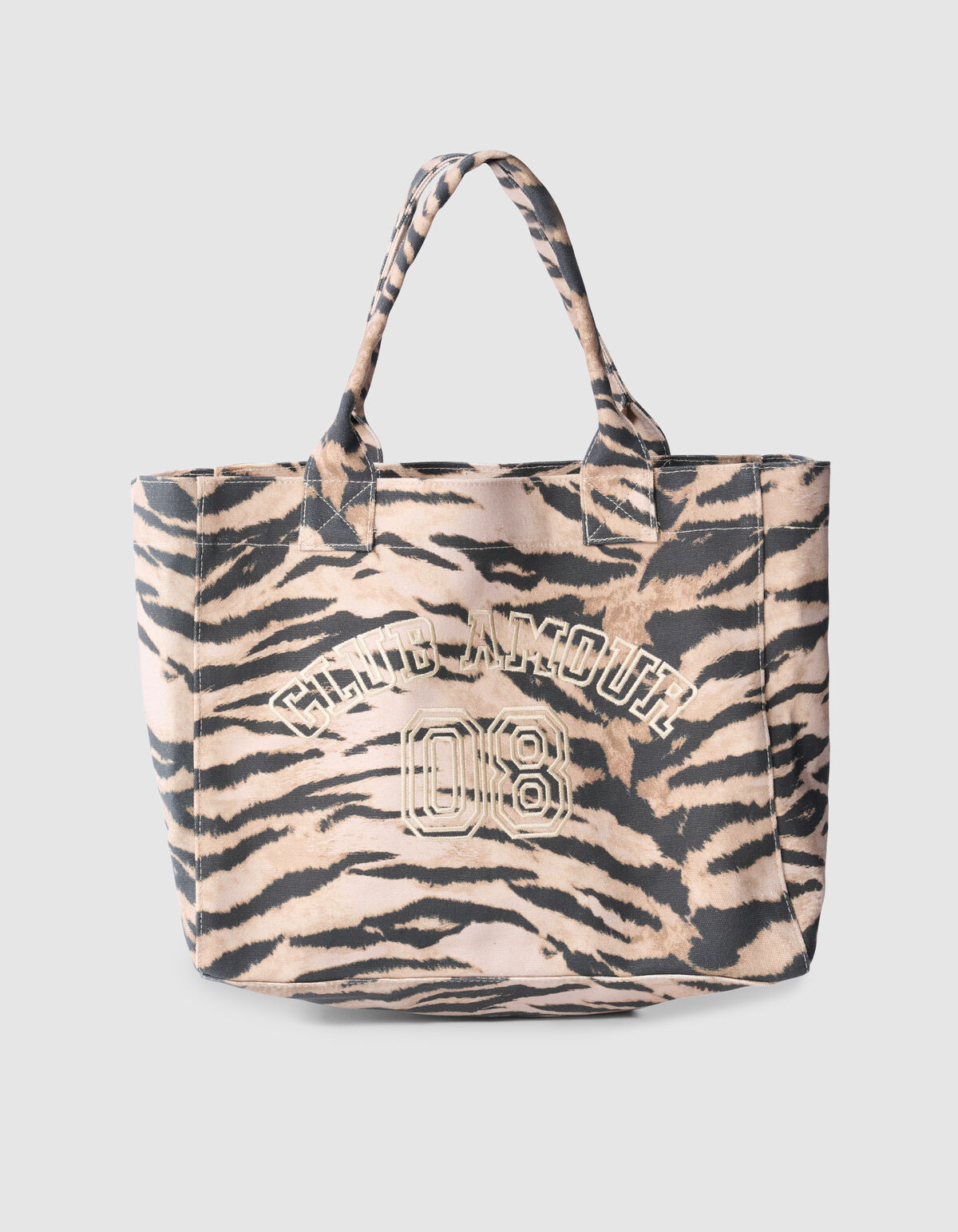 Tijgerprint Embroidery Shopper Bruin SHOEBY ACCESSOIRES