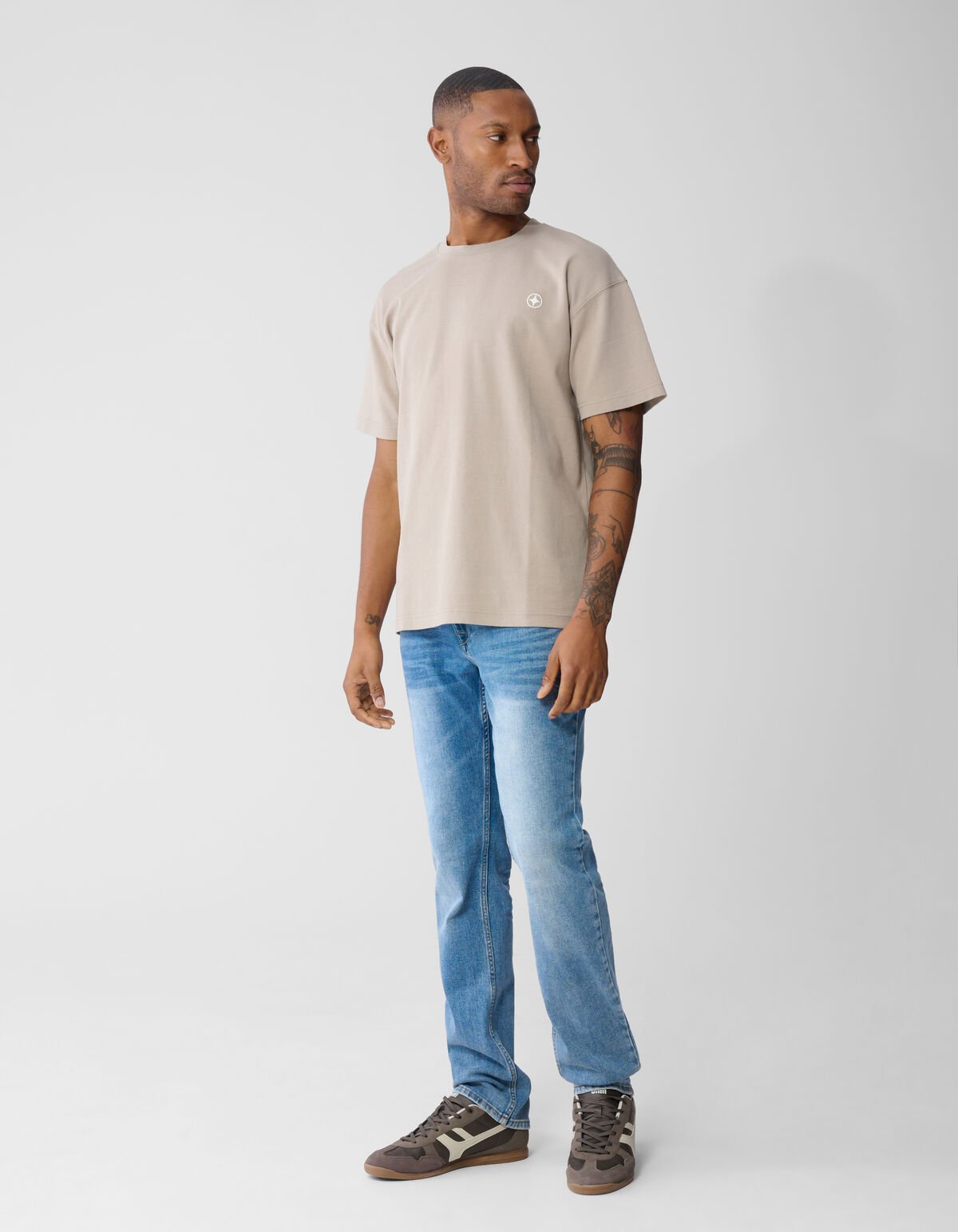 Spark Embroidery T-shirt Lichtbruin SHOEBY MEN