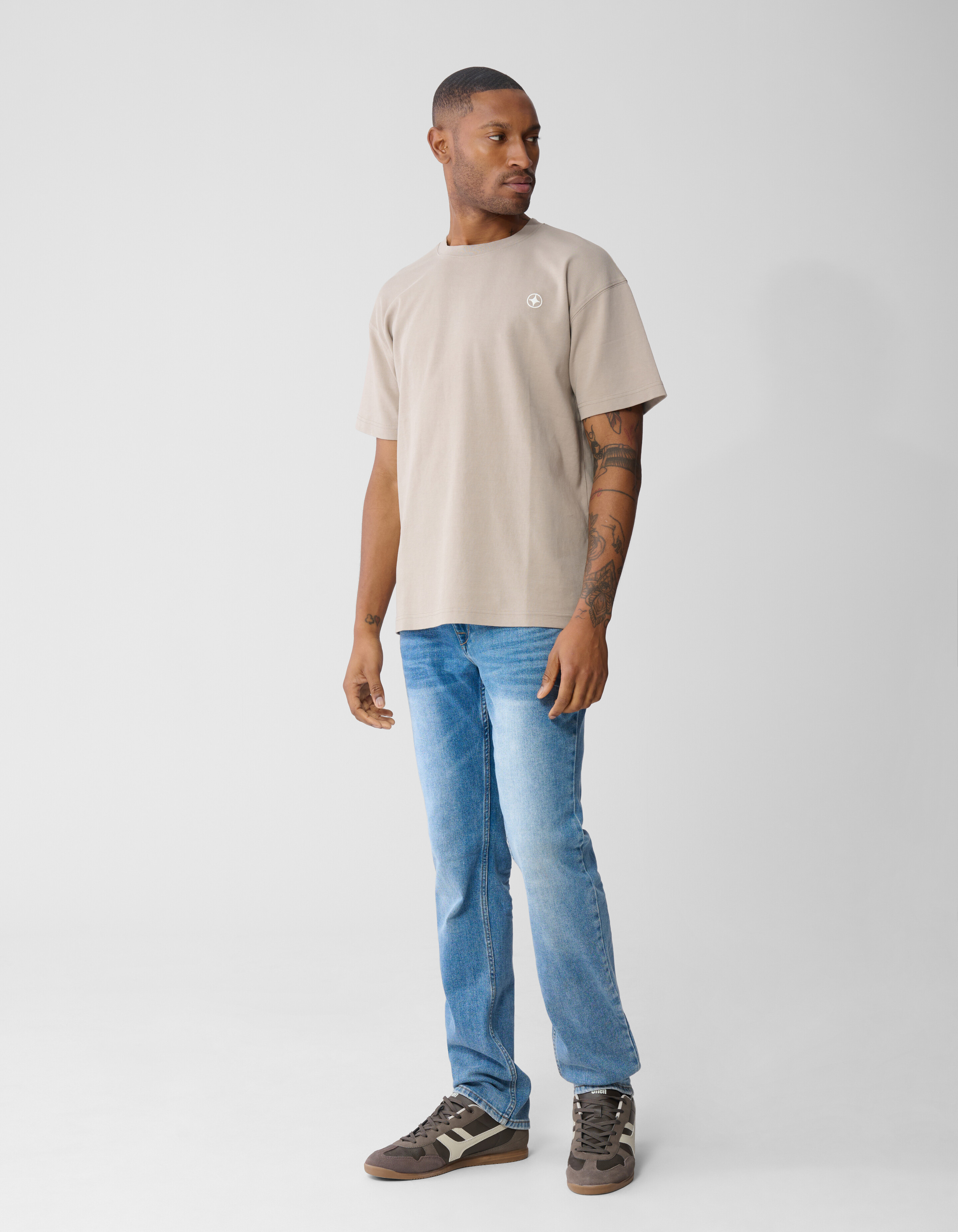 Spark Embroidery T-shirt Lichtbruin SHOEBY MEN