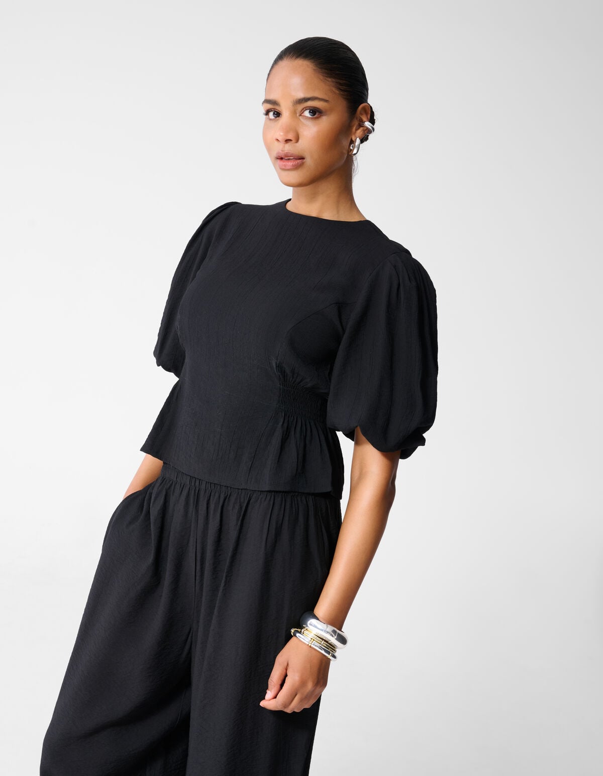 Smock Puff Top Zwart SHOEBY WOMEN