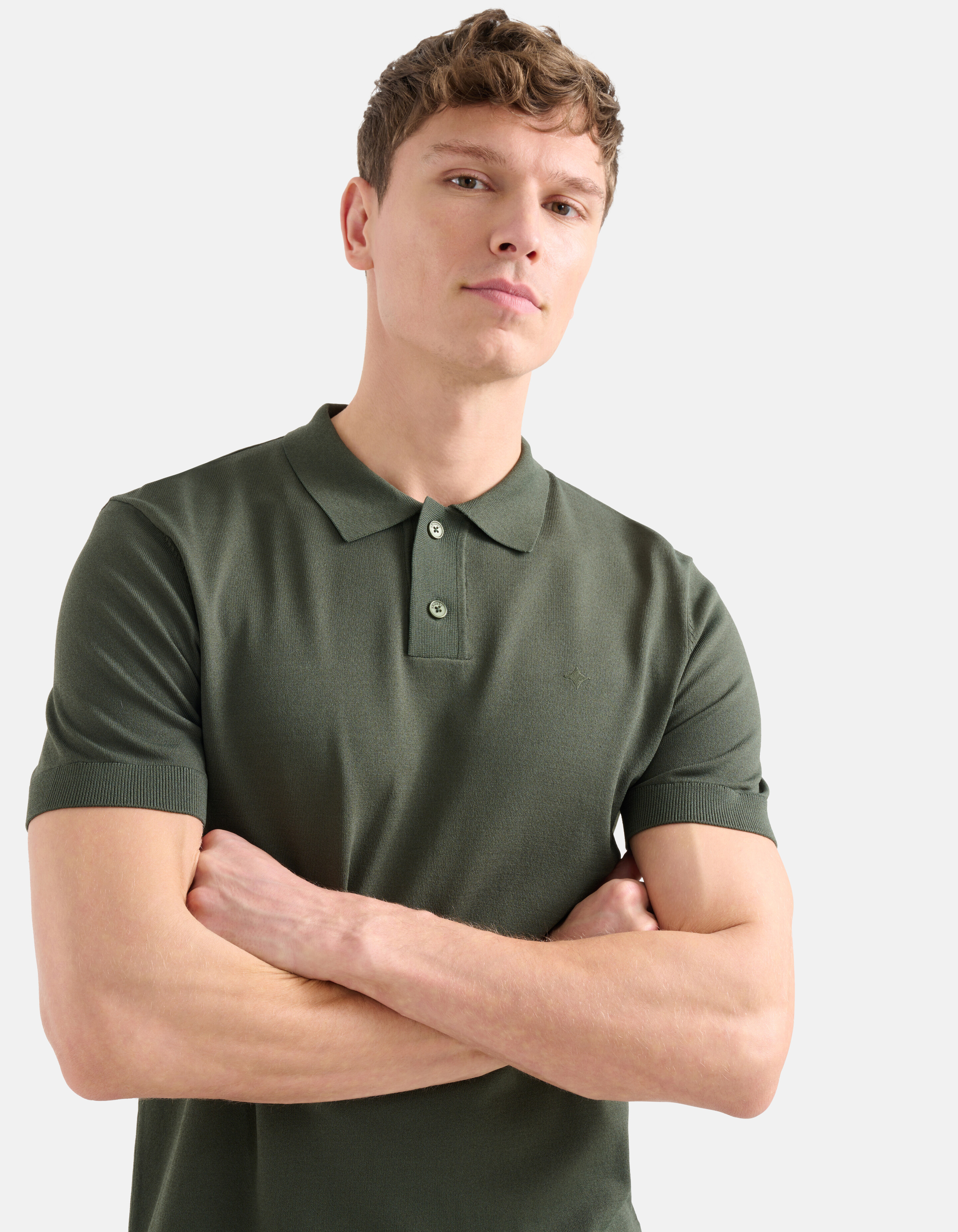 Gebreide Polo Donkergroen SHOEBY MEN