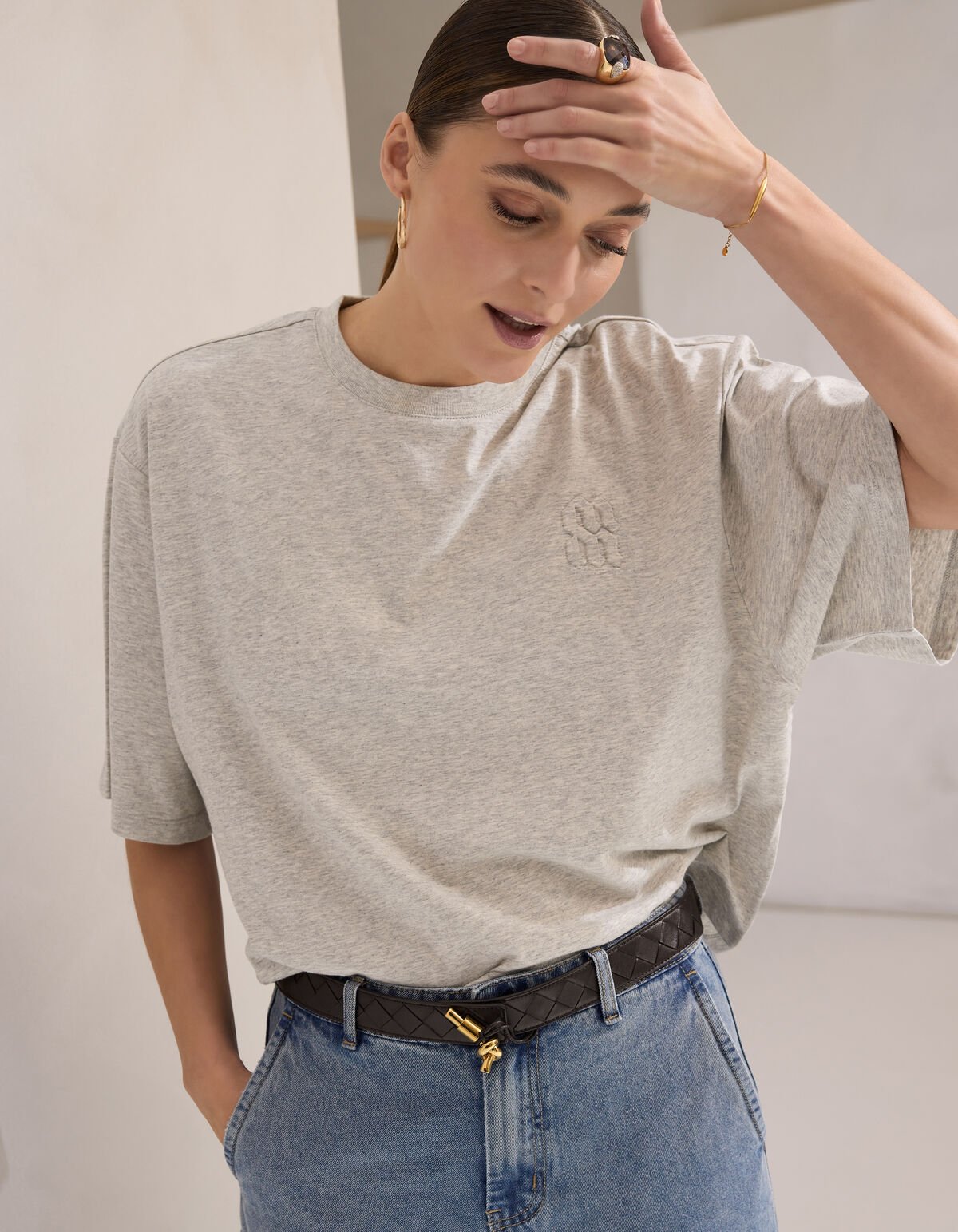 Oversized Logo T-shirt Lichtgrijs By Mieke SHOEBY WOMEN