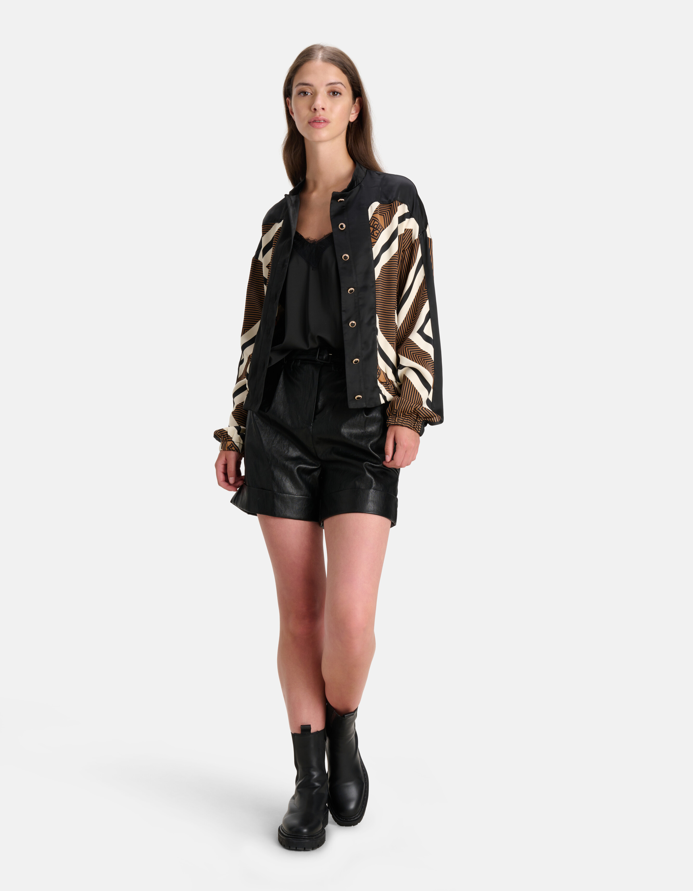 Grafische Print Bomber Bruin SHOEBY WOMEN