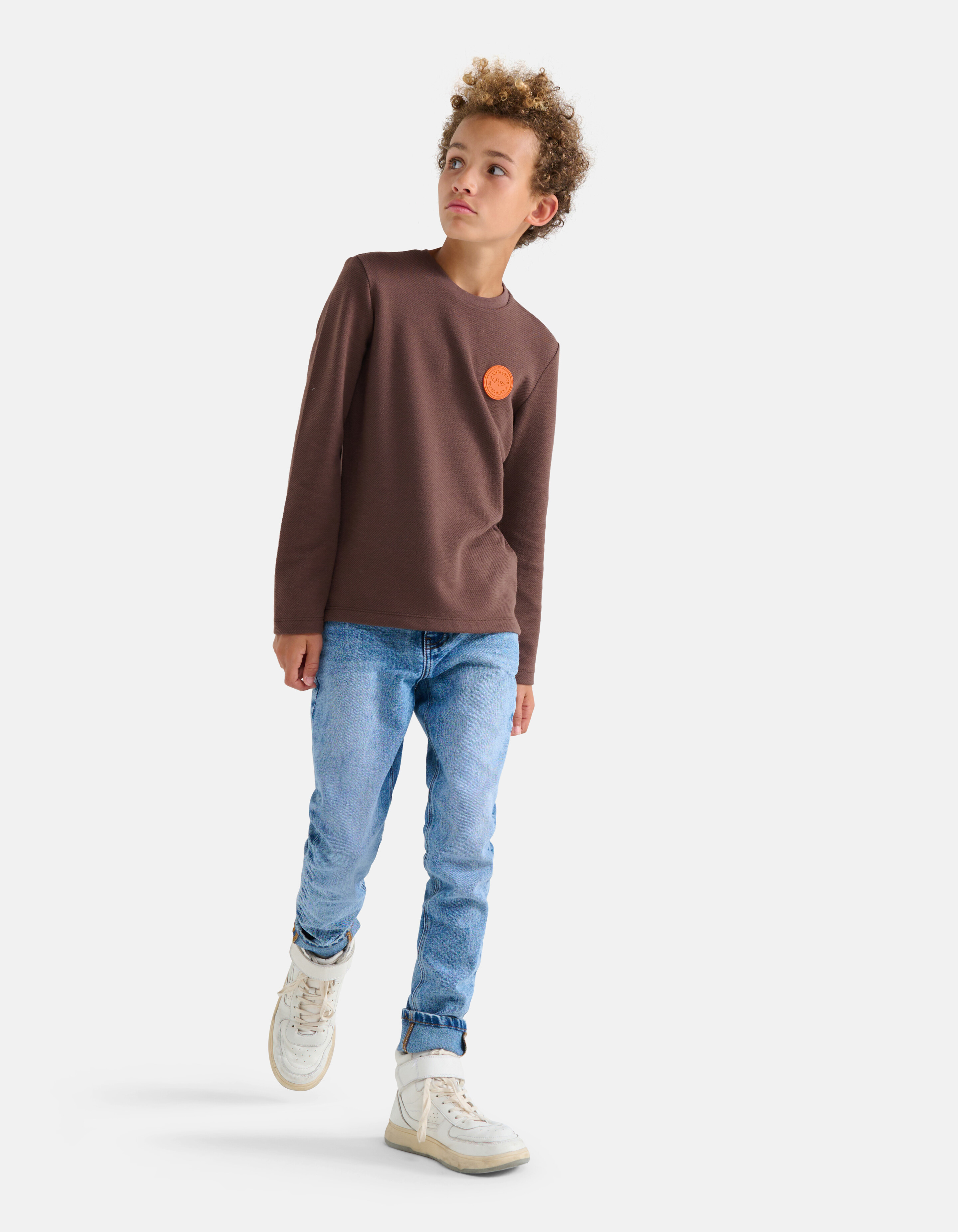 Structuur T-shirt Bruin SHOEBY BOYS