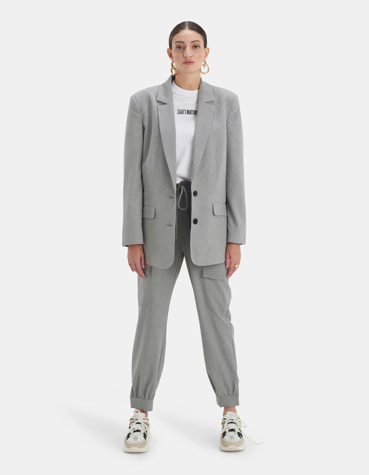 Pinstripe Blazer Lichtgrijs EKSEPT