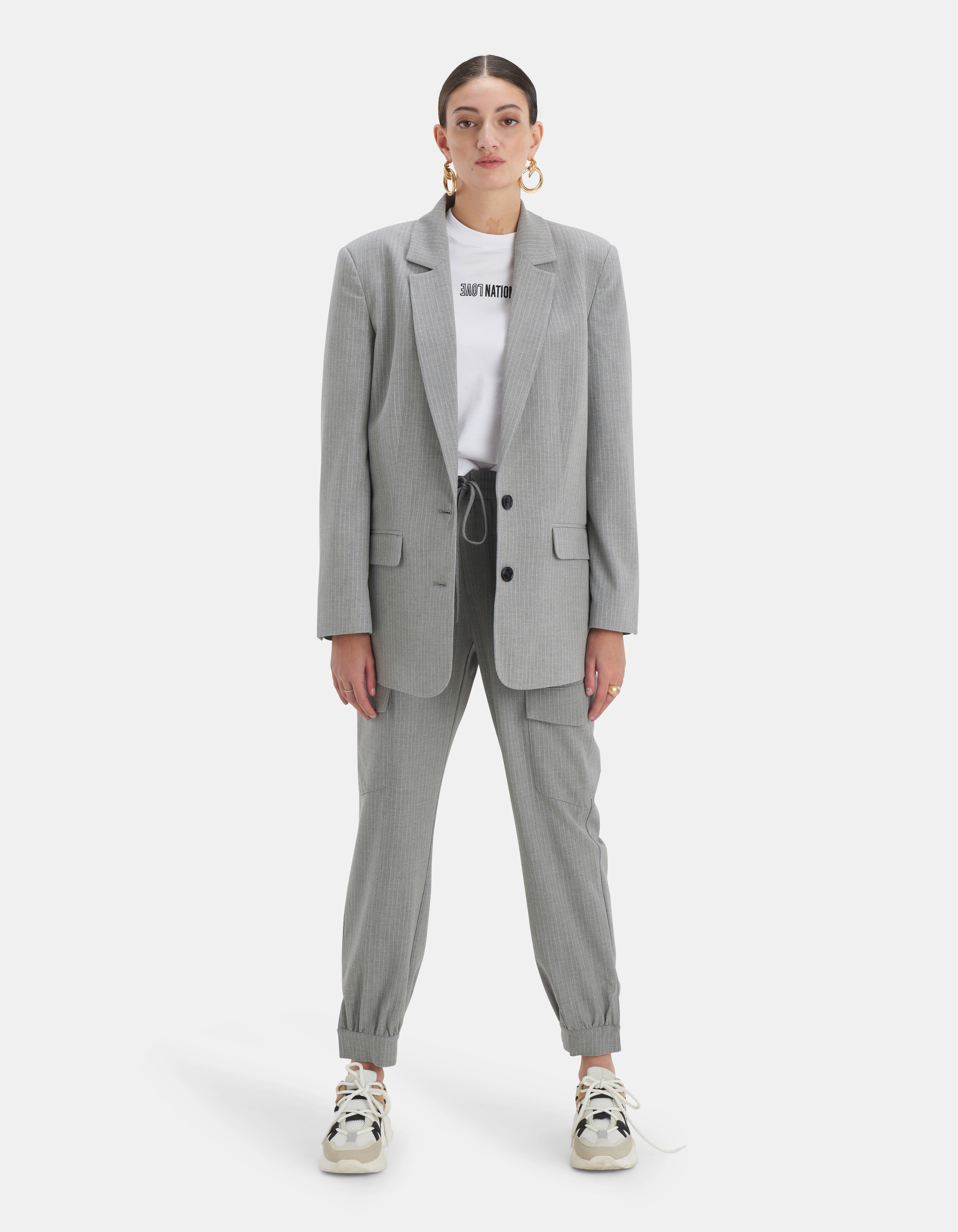 Pinstripe Blazer Lichtgrijs EKSEPT