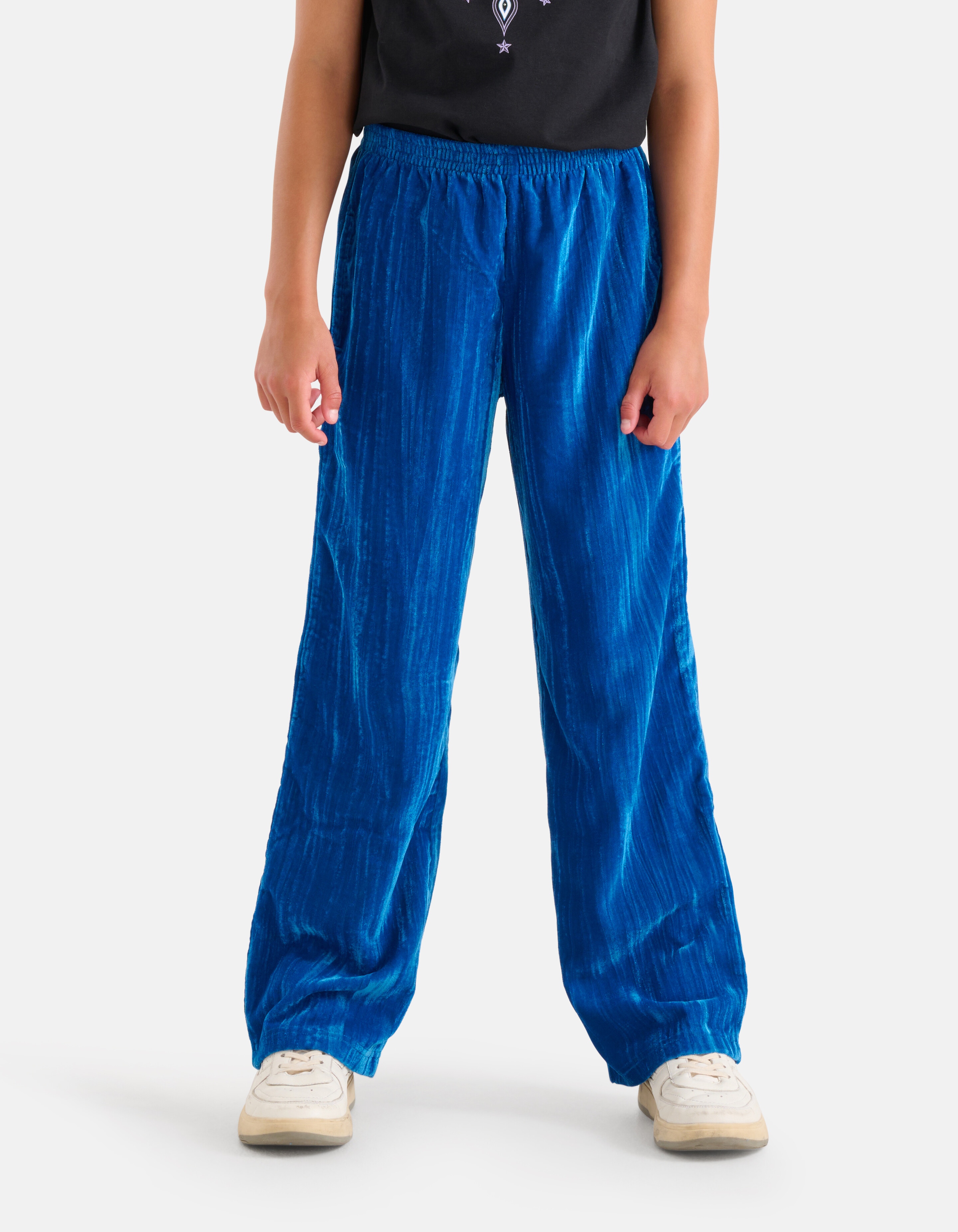 Velvet Wide Leg Broek Blauw SHOEBY GIRLS