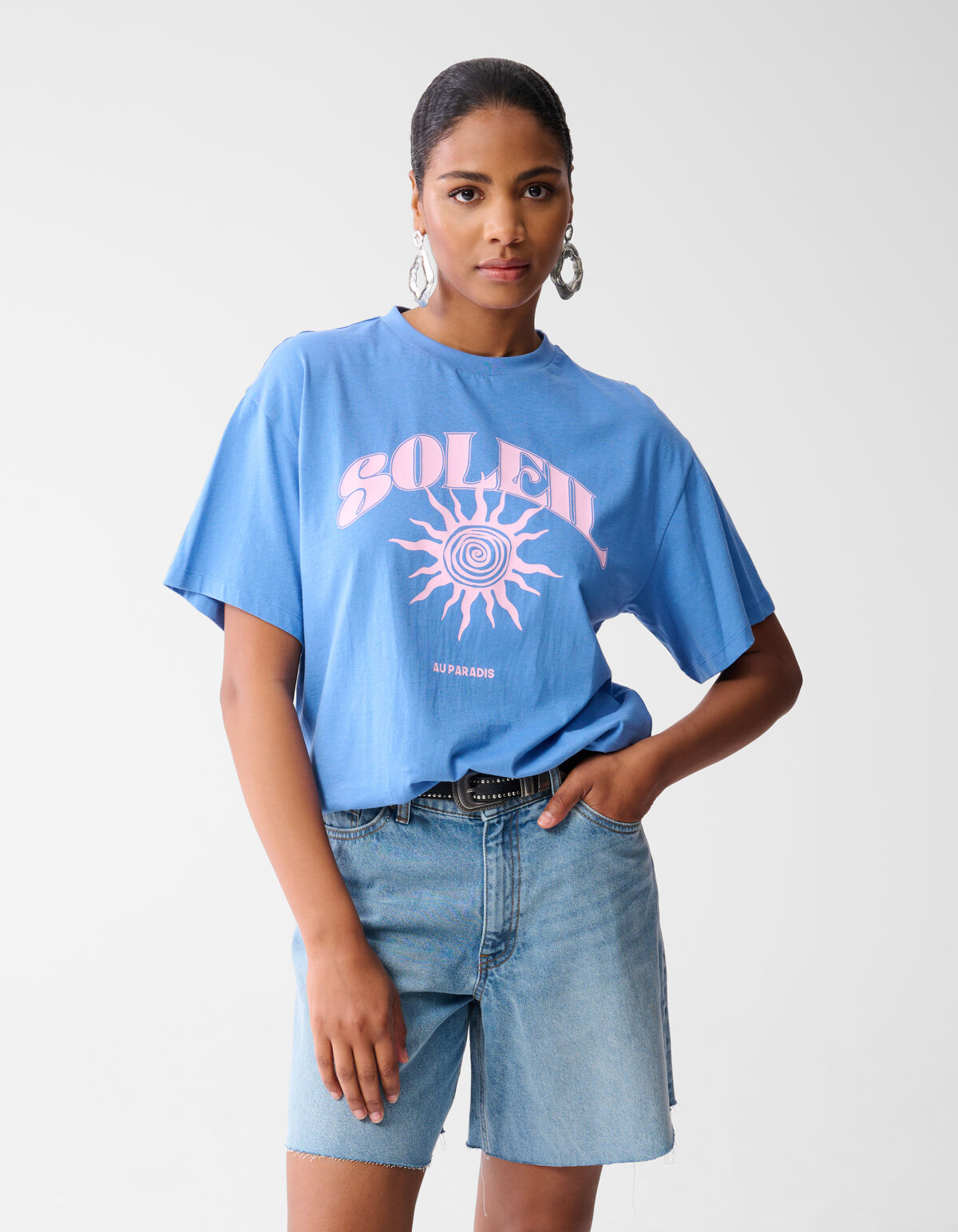 Soleil Artwork T-shirt Blauw SHOEBY WOMEN