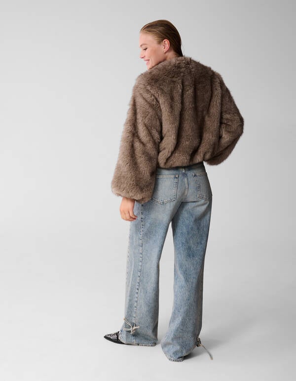 Hairy Fake Fur Jas Bruin SHOEBY WOMEN