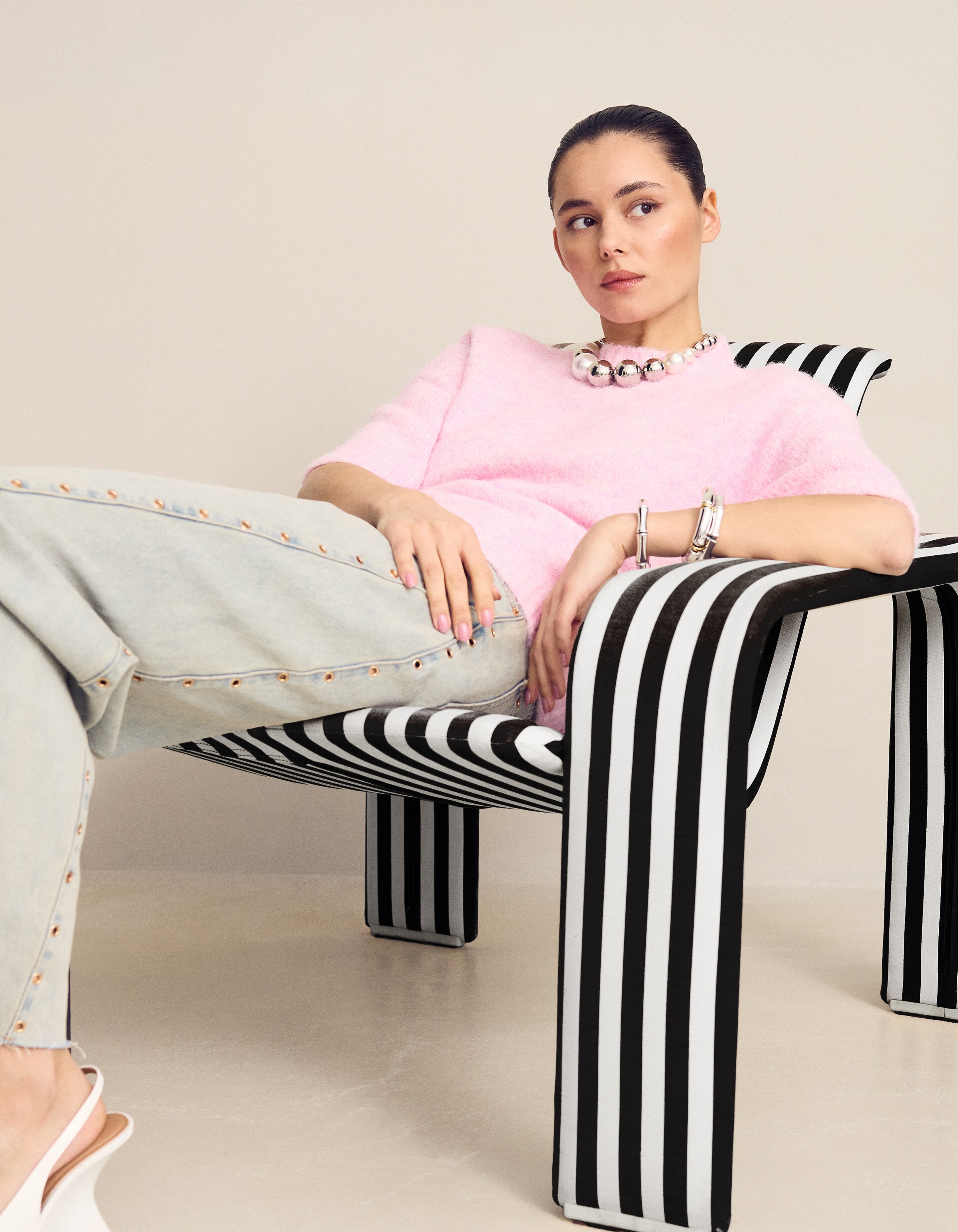 Eyelet Barrel Fit Jeans Bleached SHOEBY WOMEN