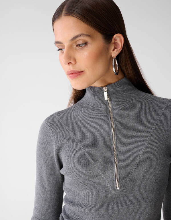 Half Zip Ski Trui Grijs SHOEBY WOMEN
