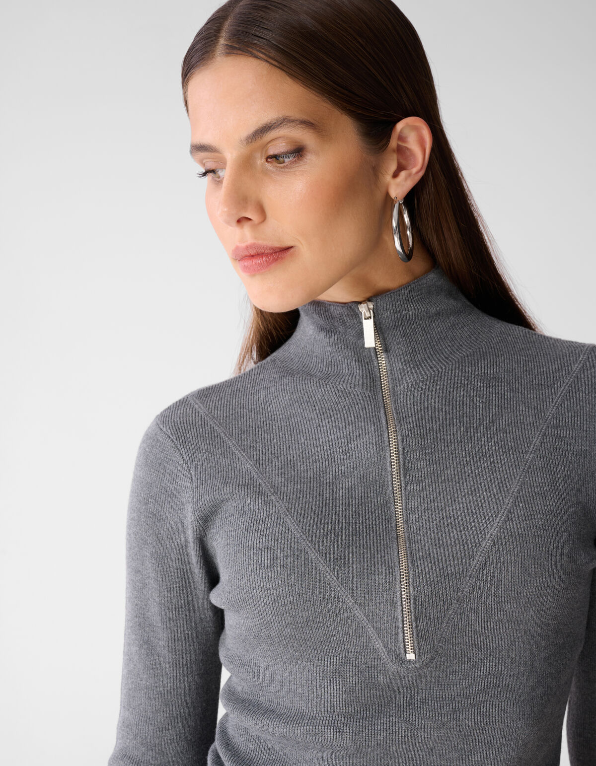 Half Zip Ski Trui Grijs SHOEBY WOMEN