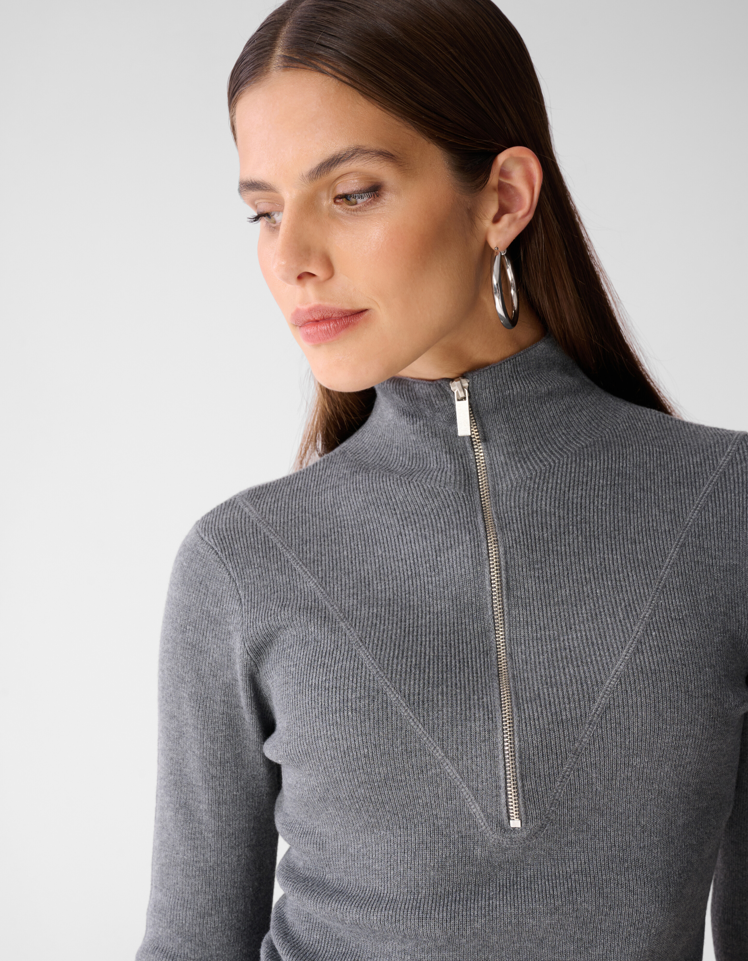 Half Zip Ski Trui Grijs SHOEBY WOMEN