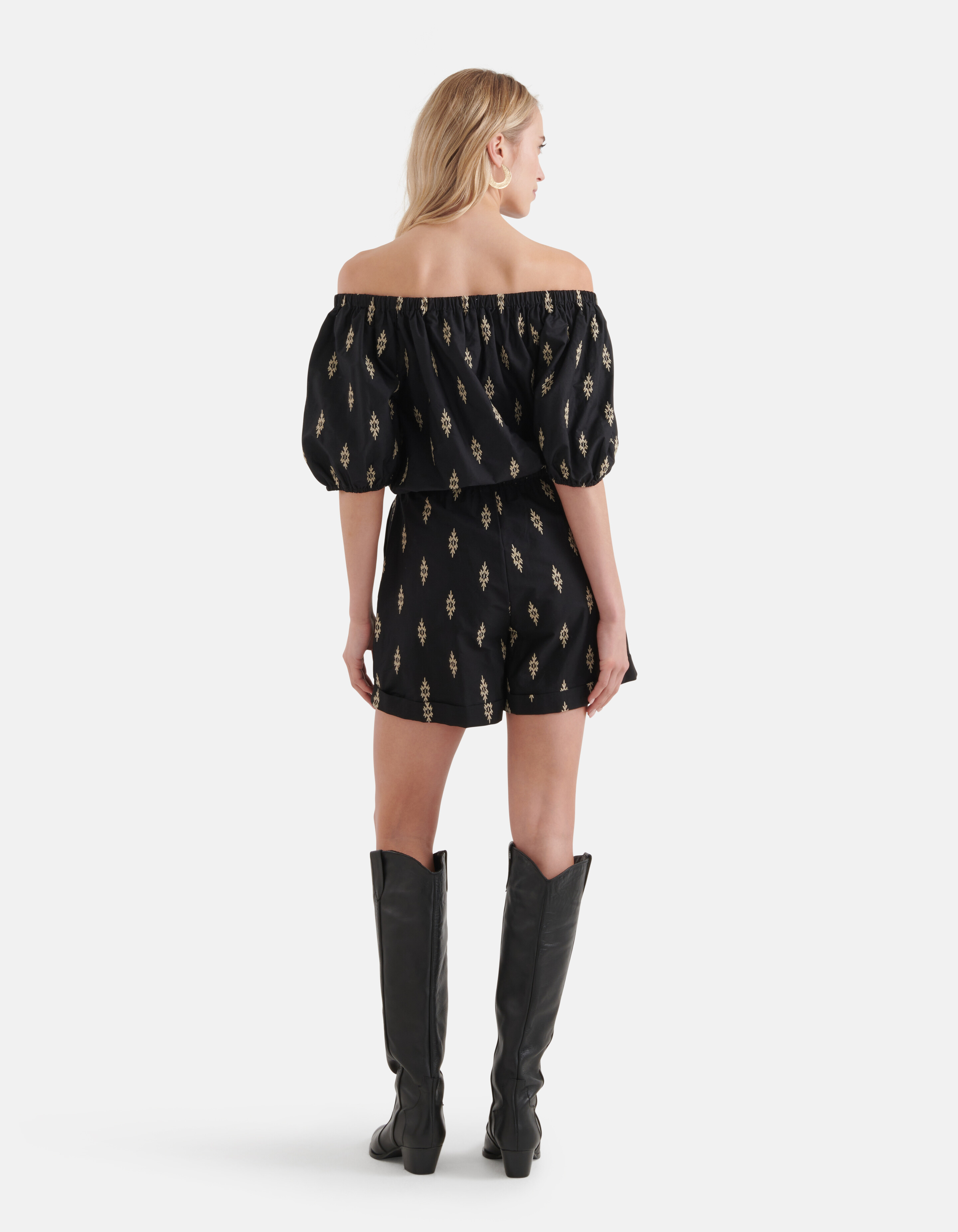 Poplin Embroidery Top Zwart SHOEBY WOMEN