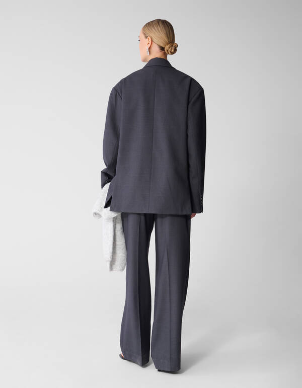 Ruiten Wide Leg Fit Broek Donkergrijs SHOEBY WOMEN