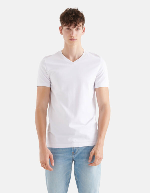 Basis V-hals T-shirt Wit SHOEBY MEN