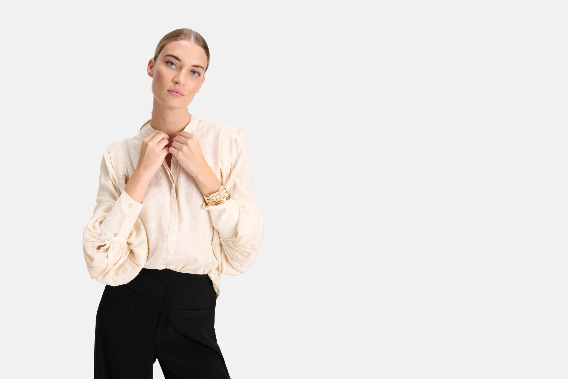 Jacquard Blouse Gebroken Wit By Mieke SHOEBY WOMEN