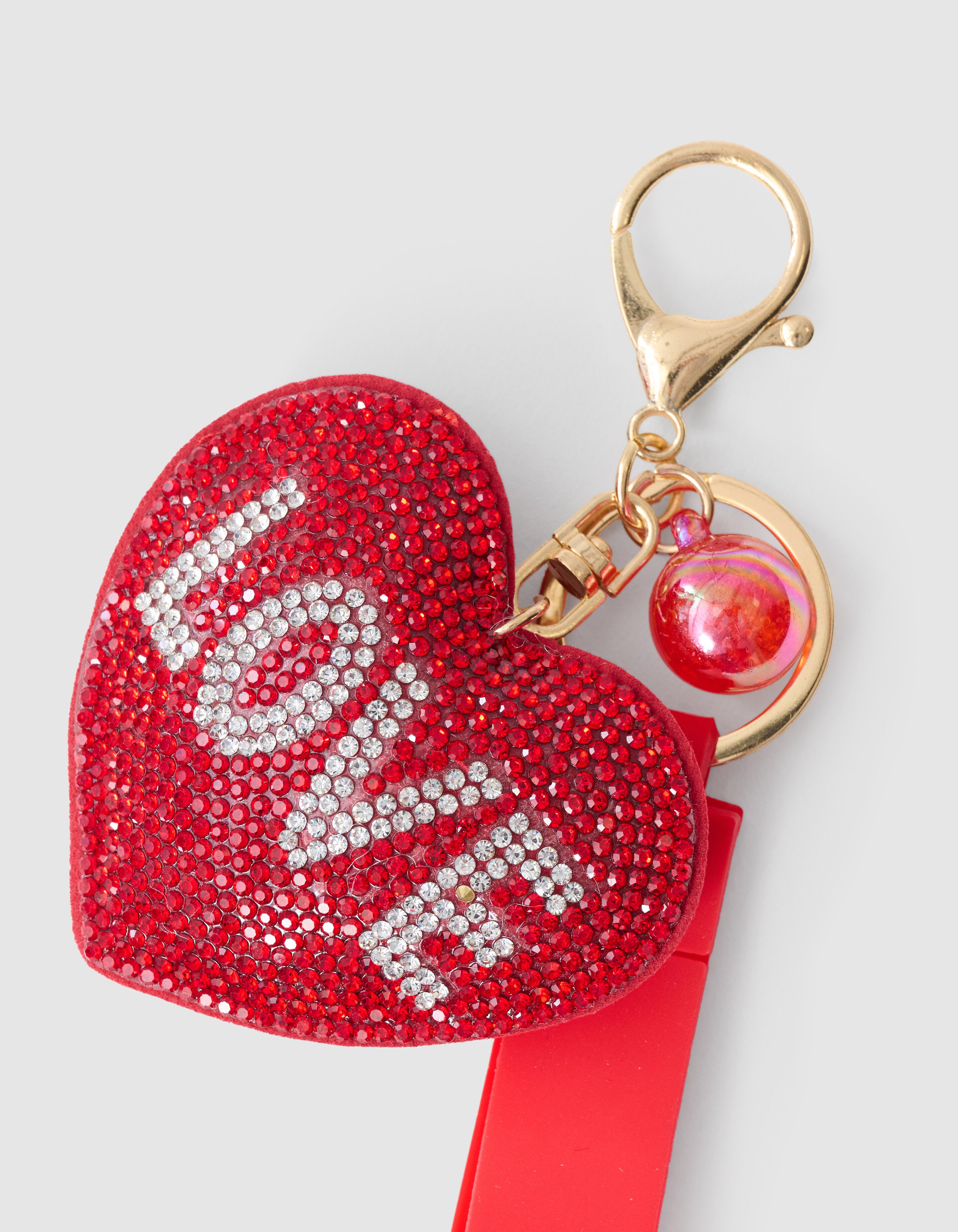 Strass Love Sleutelhanger Rood SHOEBY ACCESSOIRES