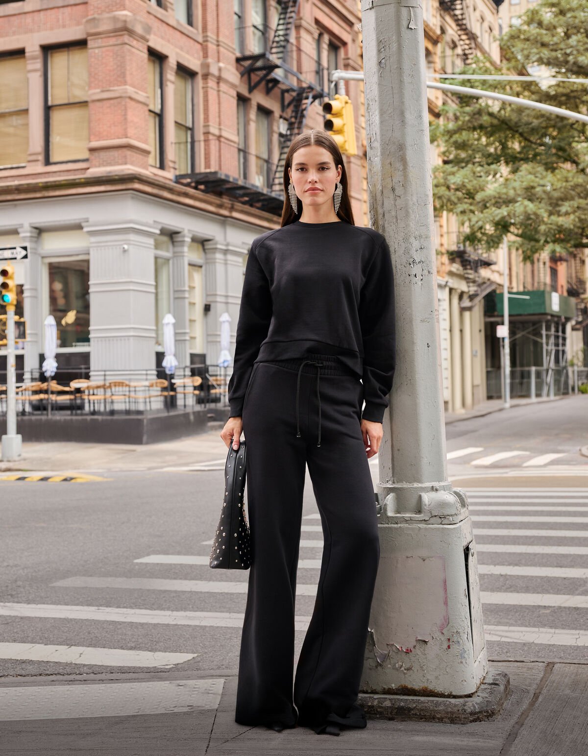 Wide Leg Jogger Broek Zwart SHOEBY WOMEN