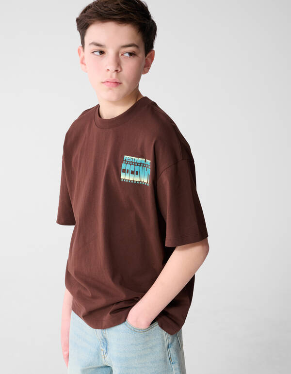 Coconut Artwork T-shirt Bruin SHOEBY BOYS