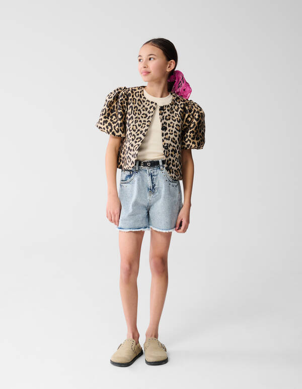 Leopard Pofmouwen Blazer Lichtbruin SHOEBY GIRLS