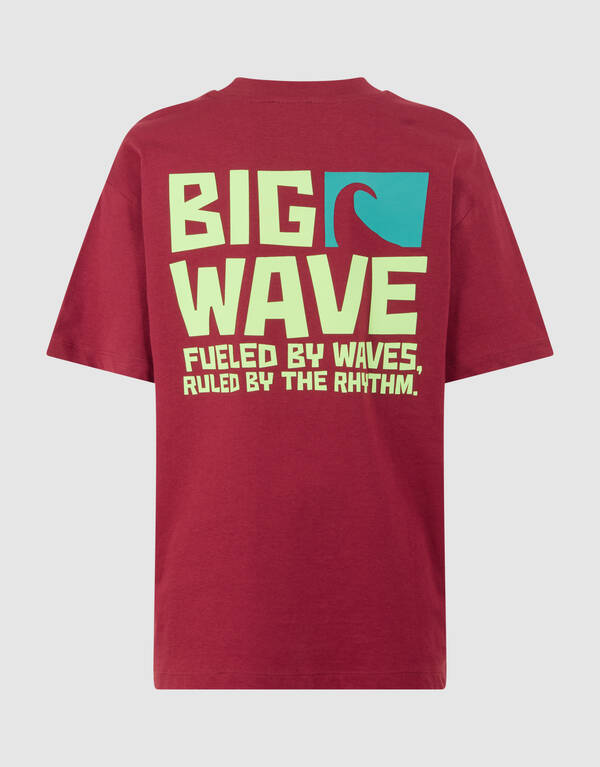 Big Wave Artwork T-shirt Donkerrood SHOEBY BOYS