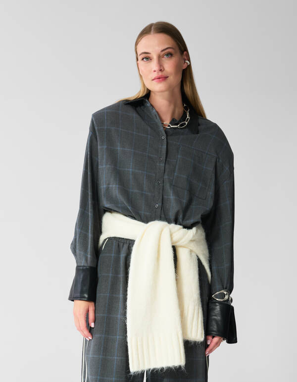 Cropped Ruiten Blouse Donkergrijs SHOEBY WOMEN