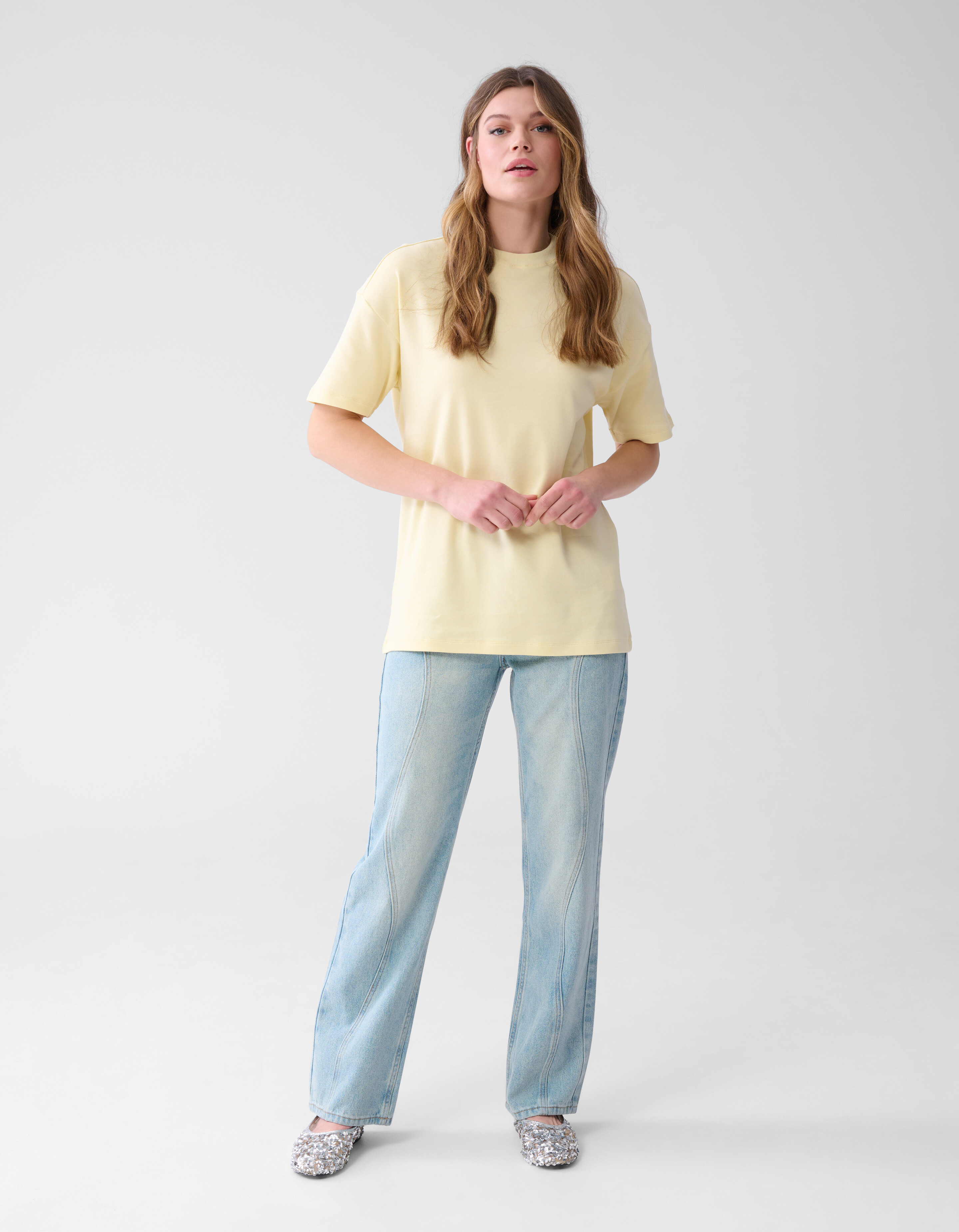 Oversized Basis T-shirt Lichtgeel SHOEBY WOMEN